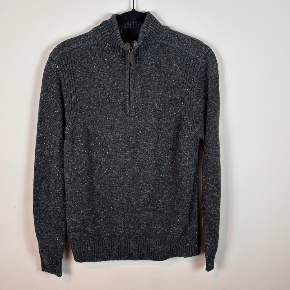 Outdoor Life Men's 1/4 Zip Grey Heathered Cotton Blend pullover‎ Sweater SZ MED